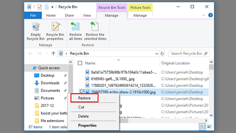 بازگردانی فایل‌های حذف شده